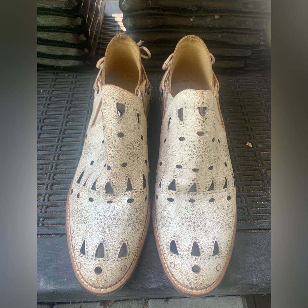 Coolway Women’s Cream Leather Shoes Laser Cut Leather
